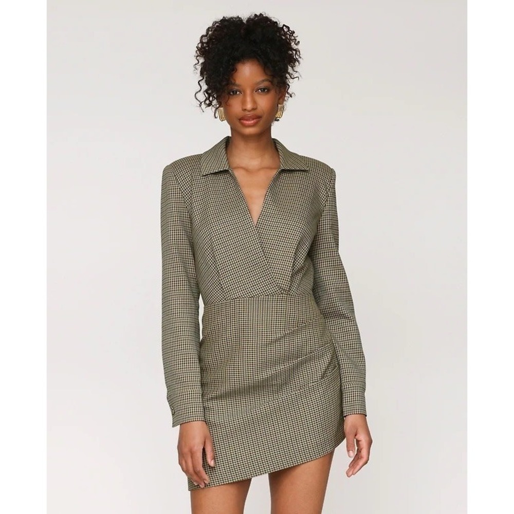 NWT Avec Les Filles Women's Printed Split-Neck Mini Dress 4 $148